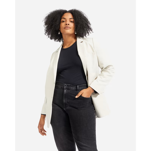 Everlane Cotton Linen Blend Oversized Boyfriend Bone Blazer - Picture 1 of 8